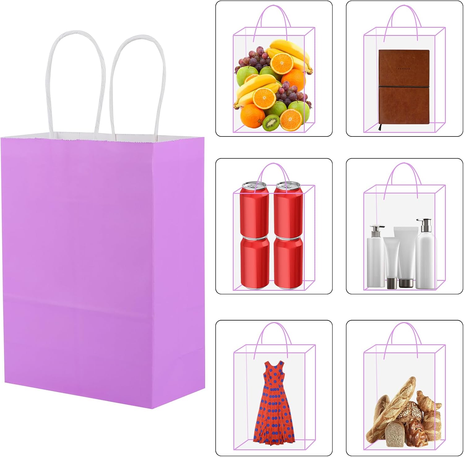 XPCARE 32Pcs Paper Gift Bags, 5.25x3.25x8.25'' Kraft Paper Party Favor Bags Bulk Rainbow Goodie Bags Small Gift Bags with Handles for Kids Birthday Baby Shower Crafts Wedding Party Supplies (6 Colors)
