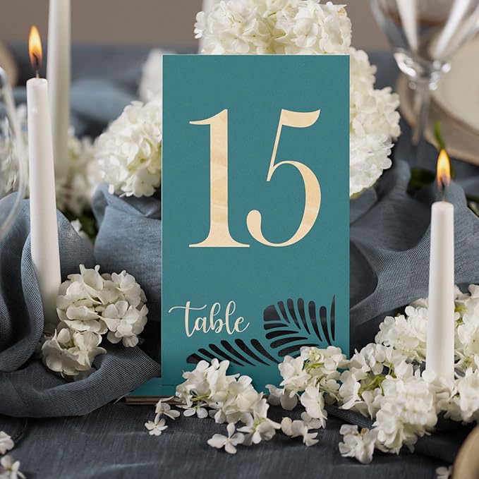 Wooden Table Numbers 1-25,3.2x5.8 Inch Double Sided Rustic Blue Wedding Table Number Signs with Wooden Base,Wedding Centerpieces for Banquet Restaurant Party Decor (Blue, 1-25)