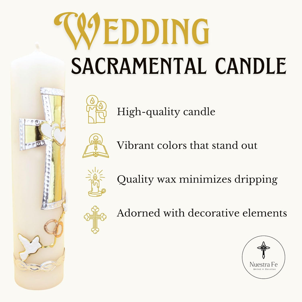 Authenthic Unity Candles for Wedding Ceremony Set Made by Mexican Artisans at La Villa de Guadalupe | Wedding Candles for Ceremony | Unity Candle Set | Memorial Candle for Weddin Ceremony