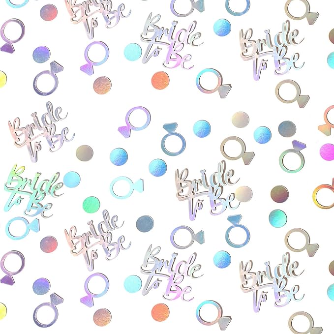 230PC Wedding Confetti Bridal Shower Decorations Bride To Be Ring Confetti Scatters Suitable for Iridescent Themed Bachelorette Engagement Hen Party Decor