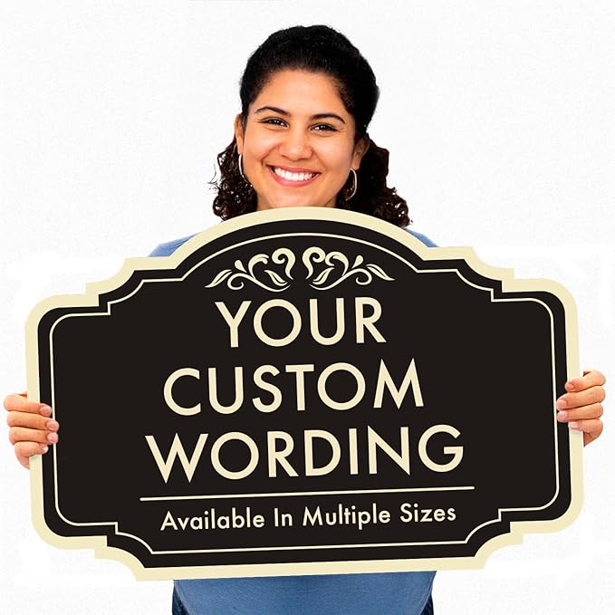 Custom Decorative Outdoor Metal Sign - Personalized Aluminum Driveway Sign, Waterproof, Made In USA - Design 2 Black Charcoal 30x24 In