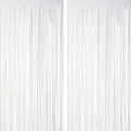 2 Pack White Tinsel Foil Fringe Curtains, White Party Decorations, Metallic Tinsel Party Streamers Backdrop for Birthday Baby Shower Graduation Wedding Anniversary Party Decorations
