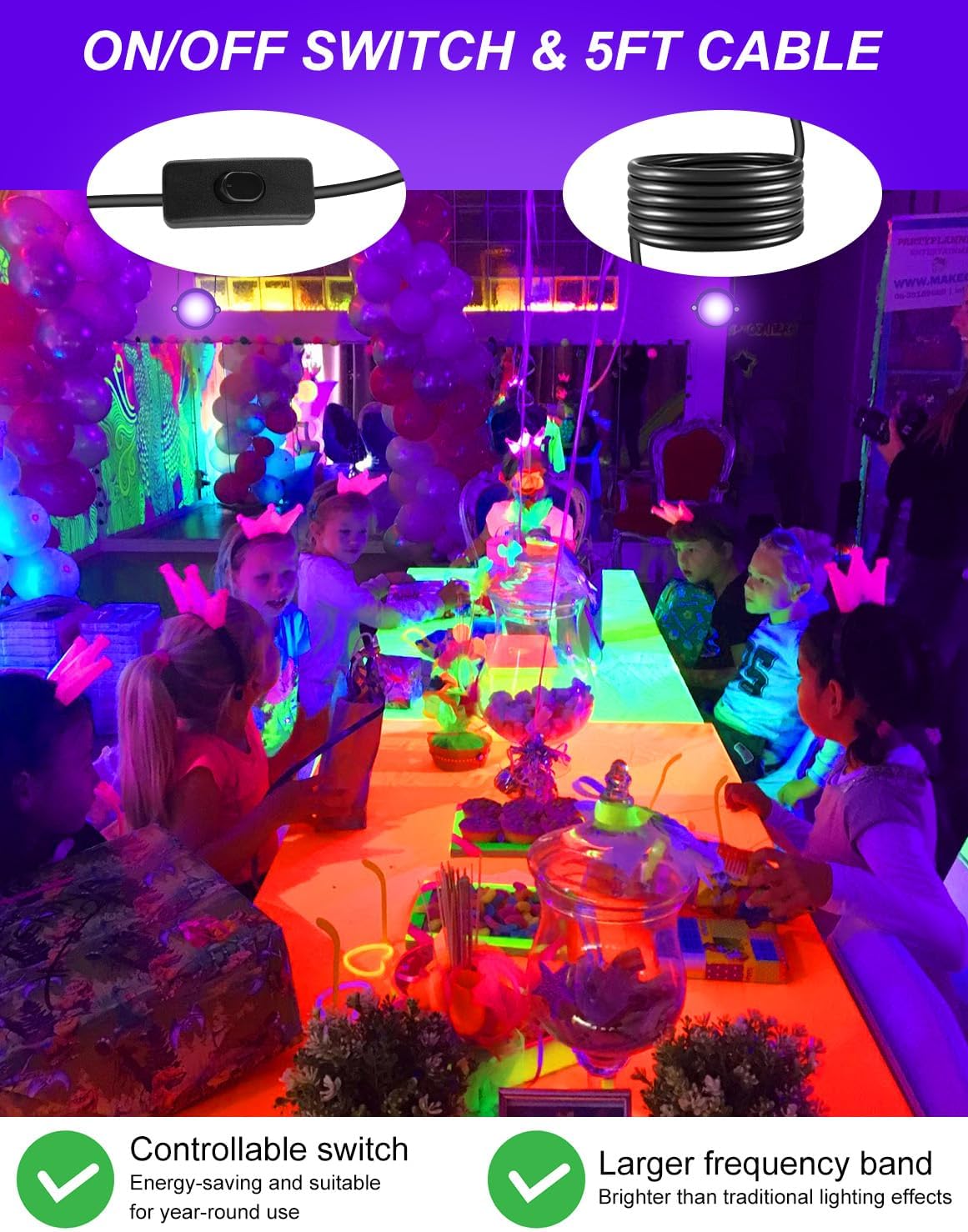 Halloween Outdoor Black Light Spotlight, LED Black Lights Waterproof Landscap...