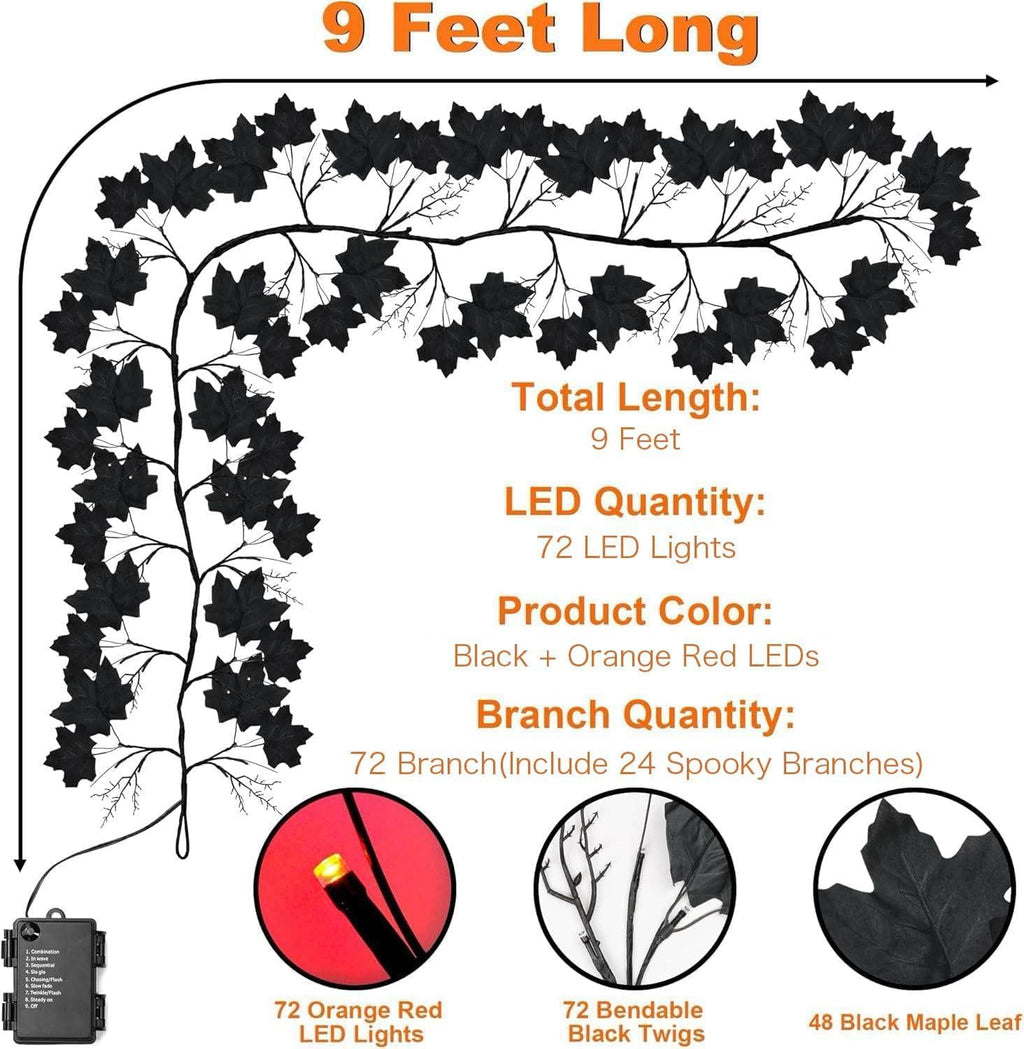 9 ft 72 led willow vine twig decor, close-up detail