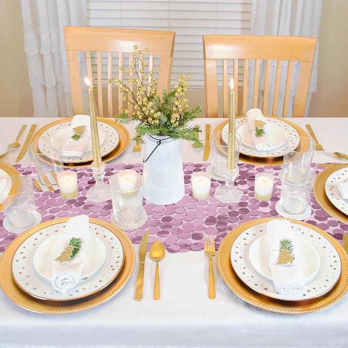 VHH Sequin Table Runner 12 x 108 inches Pink Table Runner, Glitter Runner for Party Wedding Birthday, Party Spring Easter Rustic, Birthday Supplies Decorations (1 Pack).