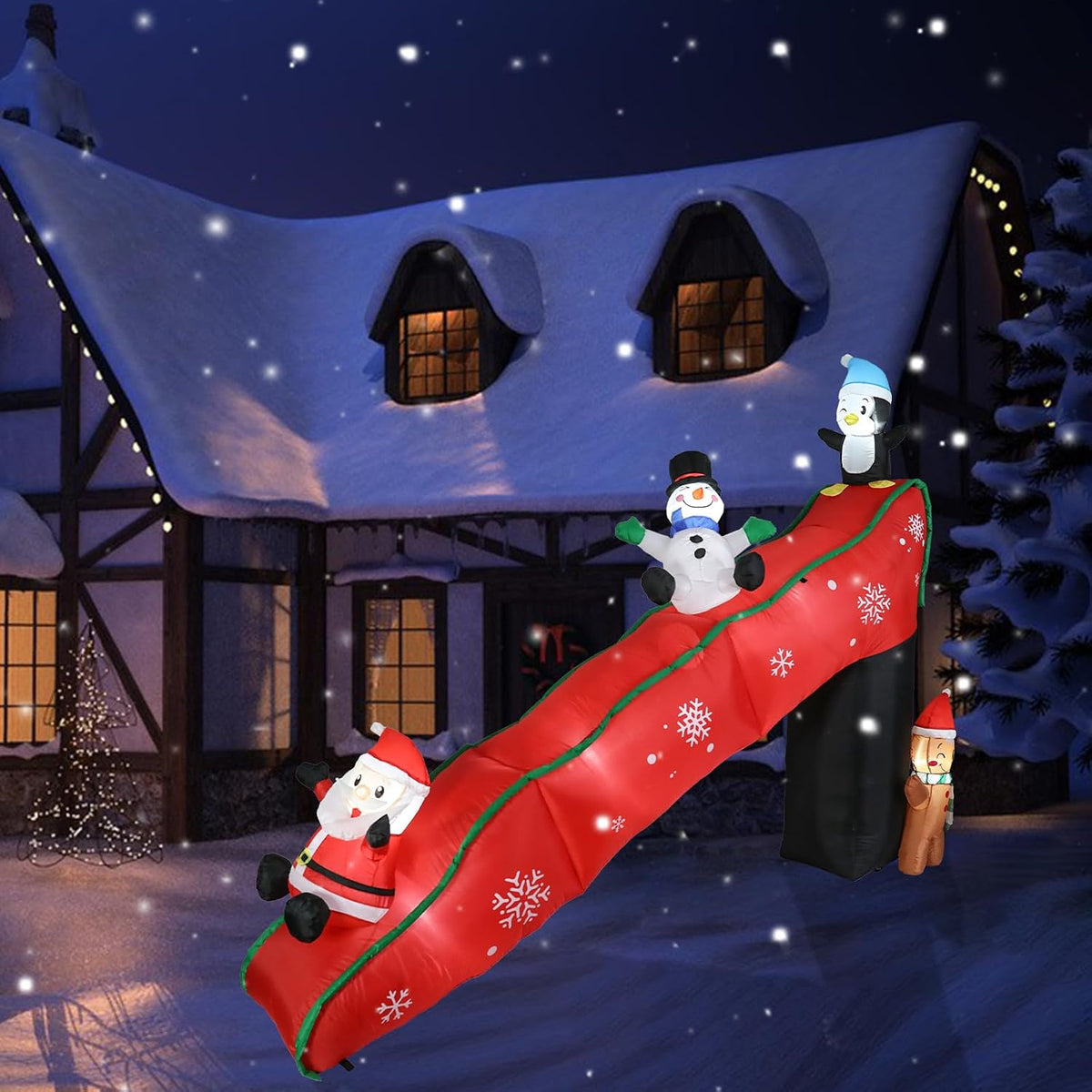 wonder garden 10 ft christmas outdoor inflatable slide, close-up detail