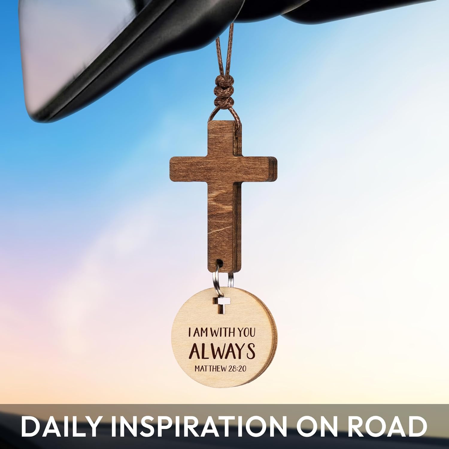 Car Accessories Christian Gifts for Women Men, Cross for Car Religious Gift | Rosary Mirror Hanging Accessories, Jesus College Care Gift, Boo Basket Stuffers For Women - Scan For Daily Bible Verse