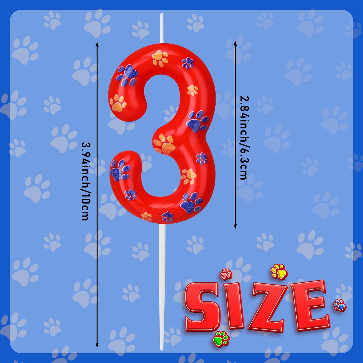 Conelist Number 3 Dog Paw Birthday Candles Dog Toppers Candles Numeral Birthday Cake Topper Boy Girl Paw Party Decoration Party Supplies
