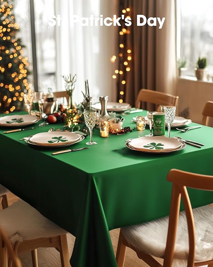 Pureegg Plastic Table Cloth Disposable 10 Pack, 54 x 108 Inch Table Cloths, St Patricks Day, Christmas Decorations, Tablecloths, Rectangle, Forest, Plastic Cover, Leakproof & Sturdy, Green