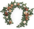Ling's Moment 5FT Beige Brown Artificial Flower Garland Fake Rose Eucalyptus Garland Arch Flowers Vine for Wedding Party Backdrop Home Table Centerpieces Decorations