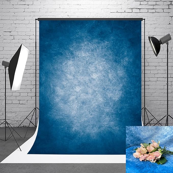 6x9ft Dark Blue Gradient Portrait Photo Backdrops Bright Center Abstract Photography Backdrop for Studio Photo Booth Prop Banner Decor Background