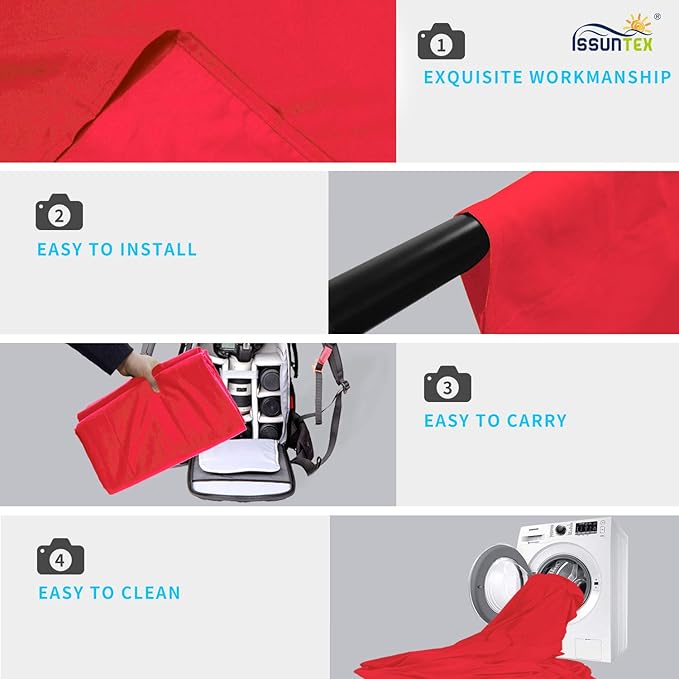 ISSUNTEX 5X7 ft Background Muslin Backdrop, Photo Studio, Collapsible High Density Screen for Video Photography and Television-Red
