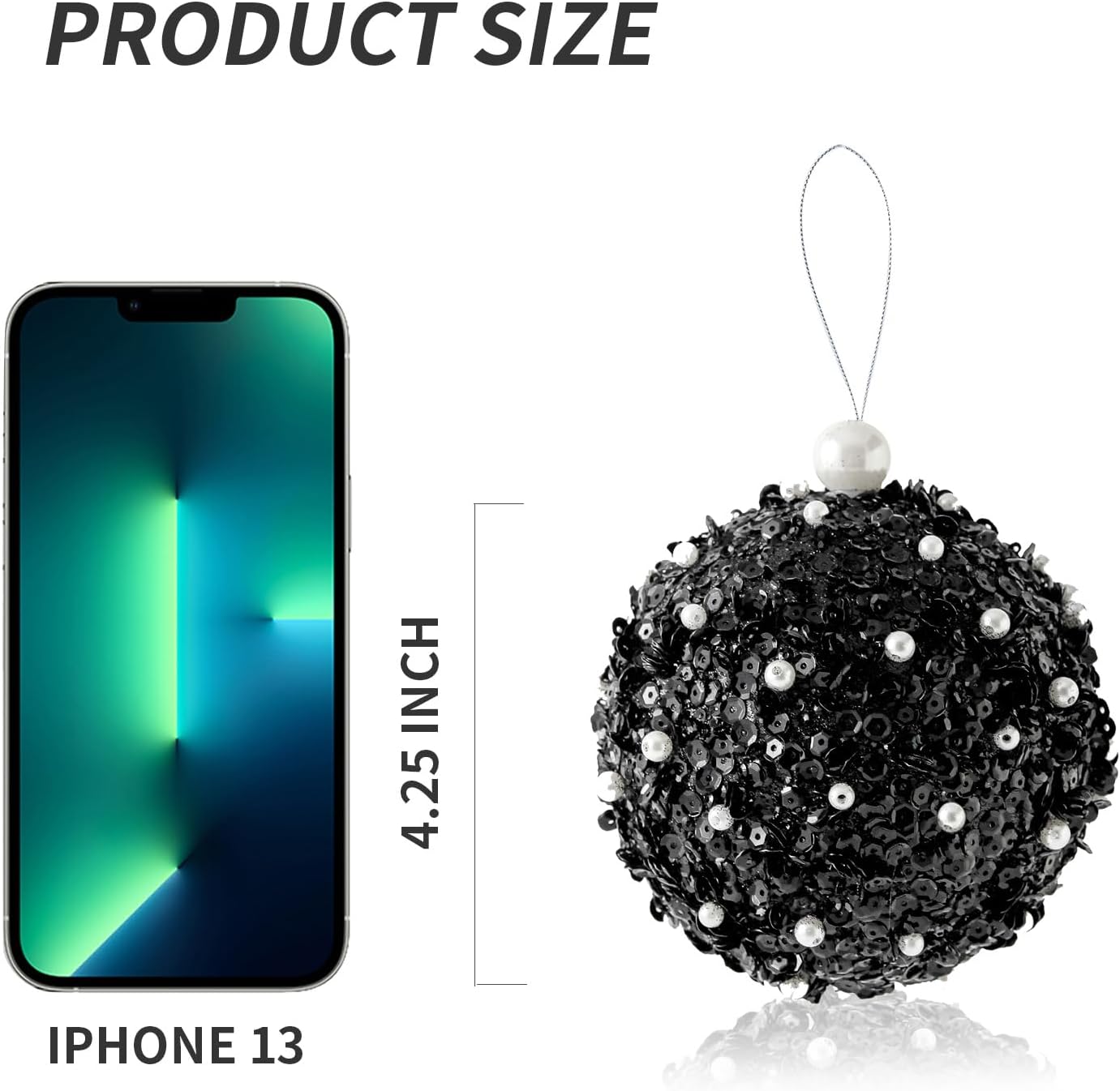 4.25" Christmas Ball Ornaments, 4pc Set Shatterproof Christmas Decorations Tree Balls for Xmas Trees Wedding Party Decoration (Black)…