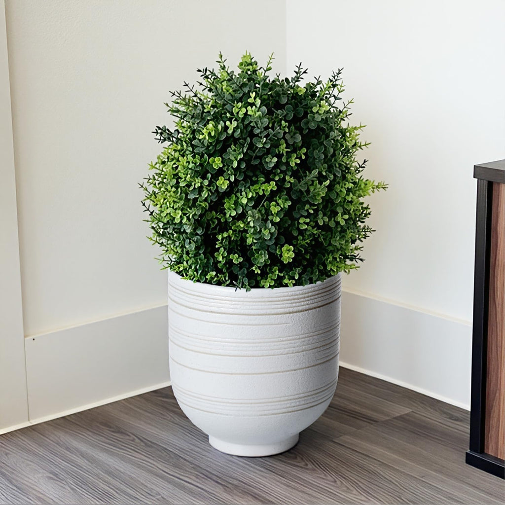 herduk large white ceramic planter for indoor trees on a desk or shelf