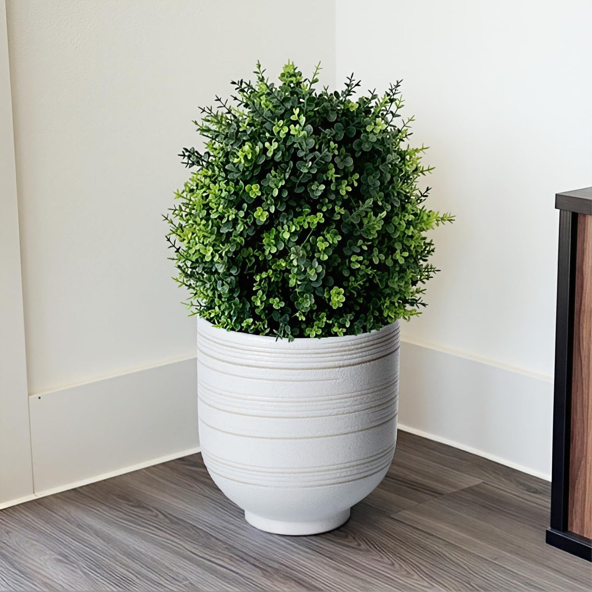 herduk large white ceramic planter for indoor trees on a desk or shelf