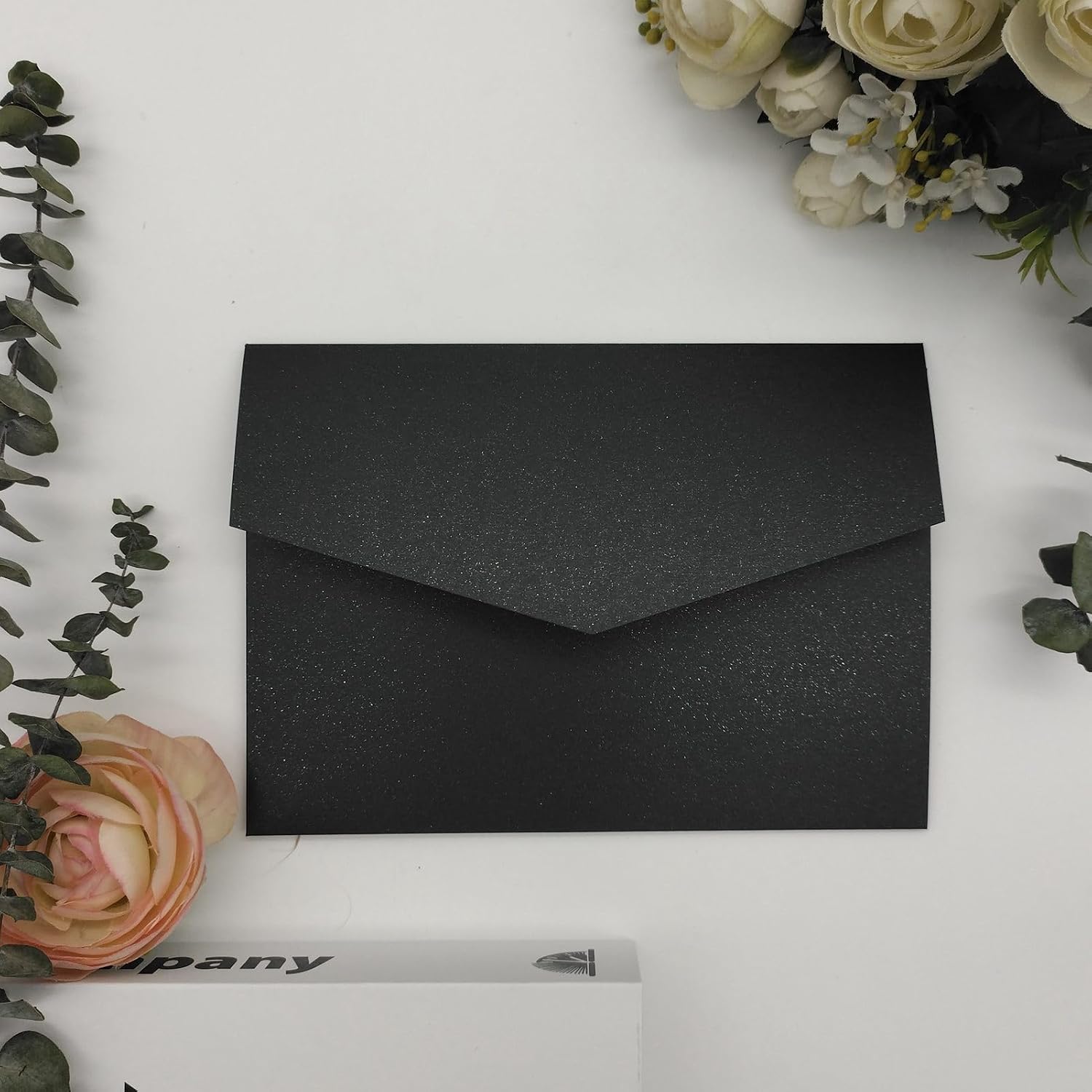 25 Pieces A7 Pocket Invitations (5.12 x 7.09) Trifold Wedding Invitation Cards for 5x7 Invites Wedding Bridal Shower Engagement Birthday Sweet 16 (Pearl Black)