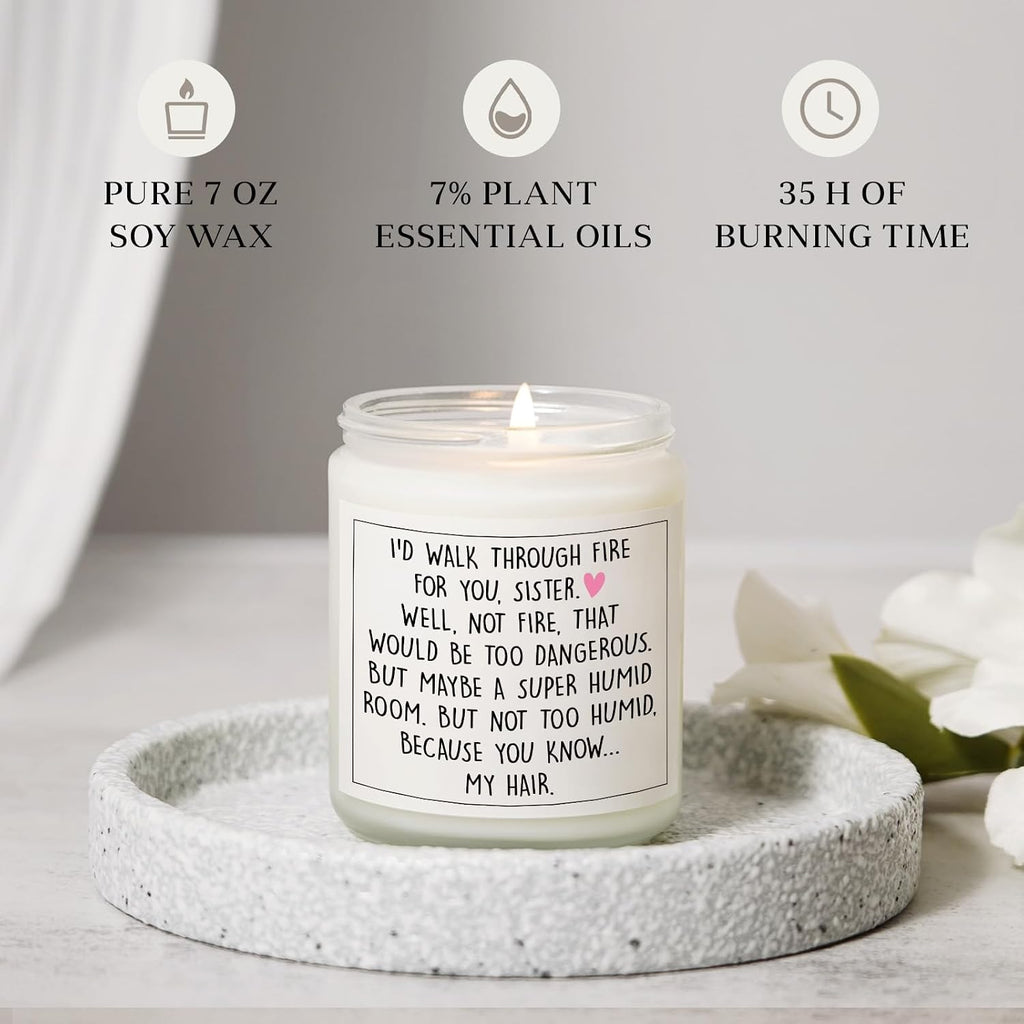 Petalsun Funny Sister Gifts, Sister Birthday Gifts - Handmade Lavender Natural Soy Wax Candle- Sisters Gift from Sister Brother for Birthday, Mothers Day, Graduation, Christmas, Sis Candle(7oz)