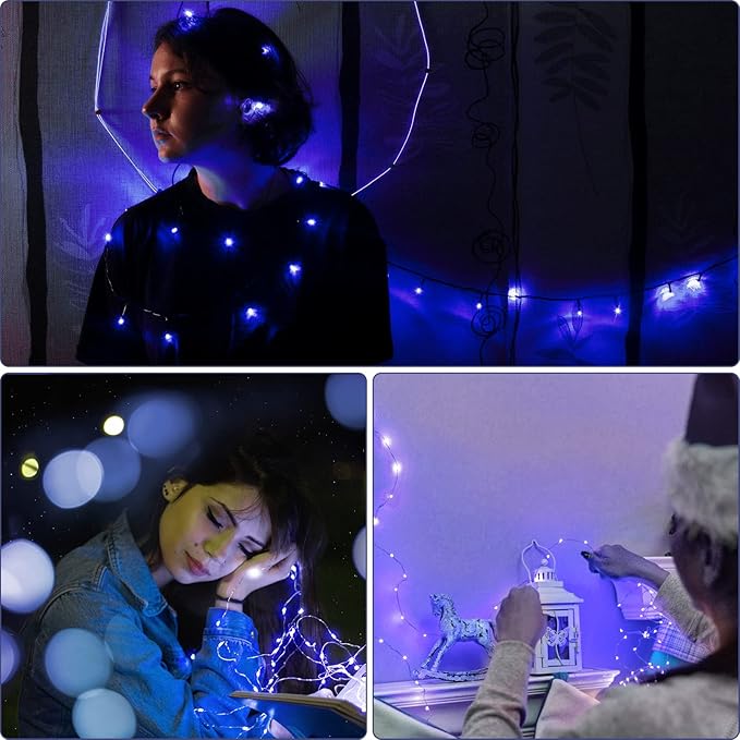 12 Pack Fairy Lights Battery Operated String Lights，7FT 20LED Waterproof Silver Wire Christmas Lights Outdoor,Firefly Mini Lights for Bedroom Party Birthday Wedding Home Decor