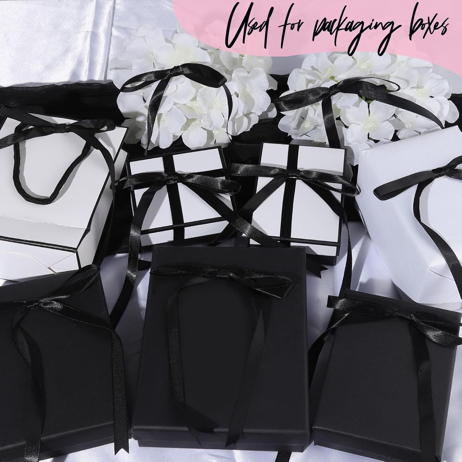 YGDZ Black Bows 5x7 Inch, Twist Tie Satin Black Bow for Cake, Gift Wrapping, 30PCS Ribbon Bows for Balloons, Party Decor, Treat Bags, Craft, Wedding, Baby Shower, Valentines Day Decoration