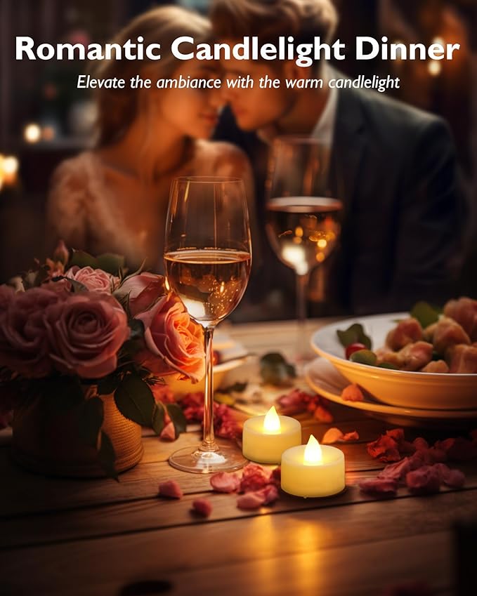 Homemory 50-Pack Flameless LED Tea Lights Candles Battery Operated, 200+Hour Fake Electric Candles TeaLights for Votive, Halloween, Ofrenda, Diya, Wedding Centerpiece Table Decor, Funeral, Christmas