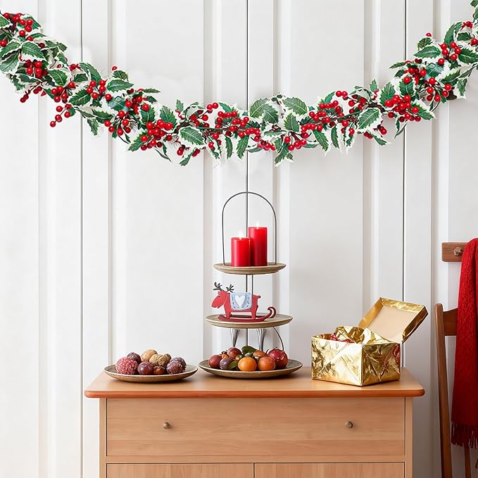MAKHOT 2-Piece Christmas Garland Suitable for Christmas Holiday Fireplace Indoor and Outdoor Decor.