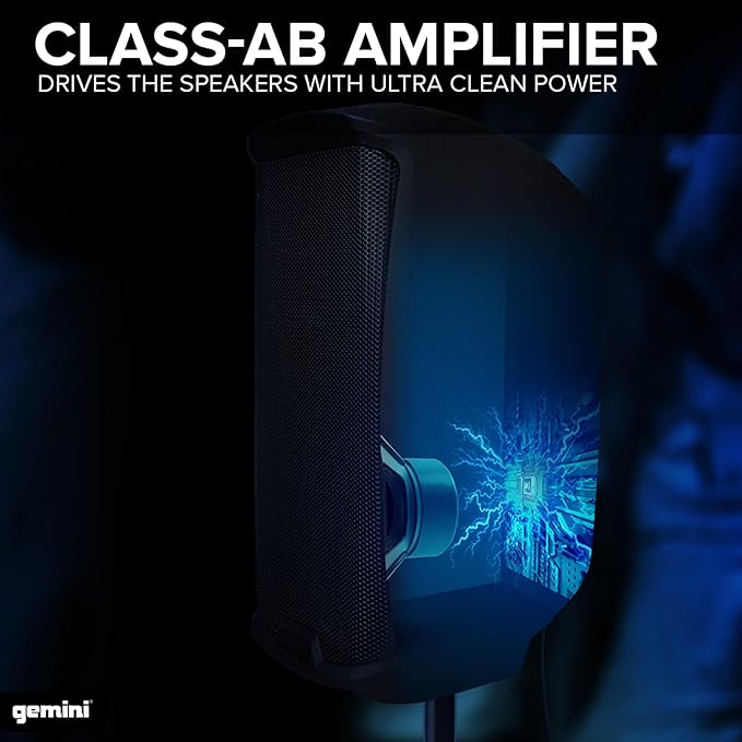 Gemini 12” 1500W Bluetooth PA Speaker with TWS Link, USB/SD/FM, Mic & Guitar Inputs, XLR/RCA/AUX, EQ Control, Portable DJ Audio System for Events, Gigs & Performances (AS-2112BT)