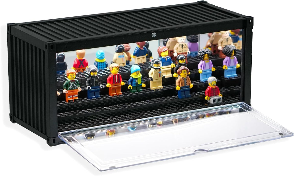minifigure display case with light & 5-tier removable, close-up detail