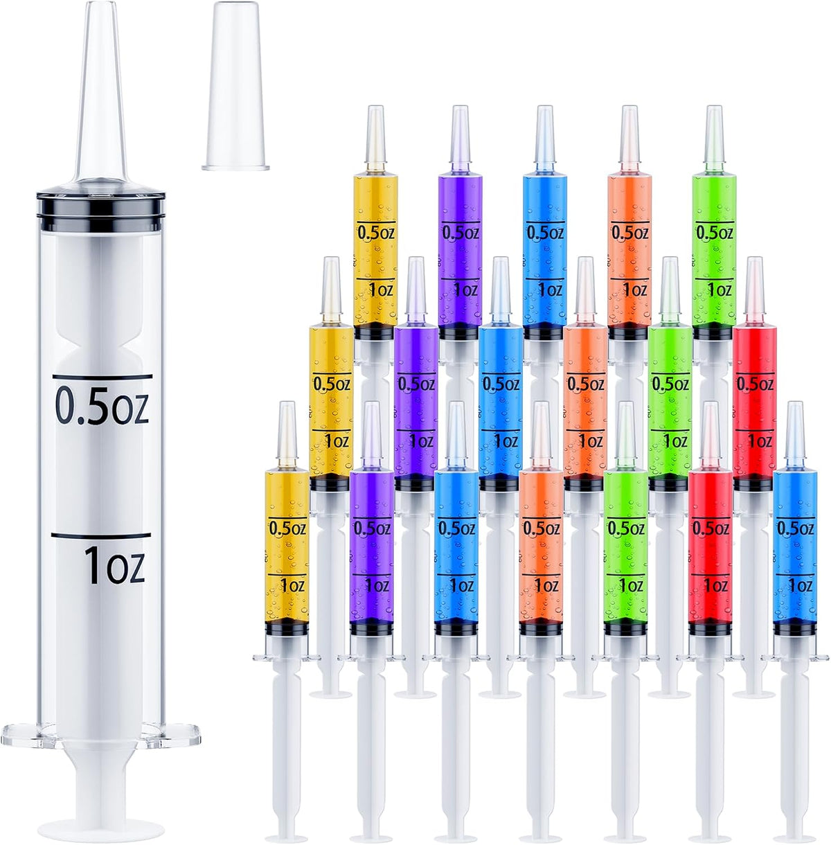 JOLLY CHEF 500 Pack 1.5 oz Jello Shot Syringes with Caps, Plastic Syringes