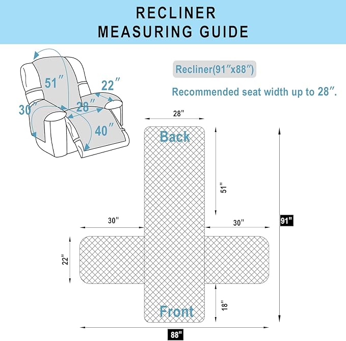 Recliner Chair Covers Reversible Sofa Couch Cover for Pets Lazy Boy Furniture Protector(28''Recliner,Chocolate/Beige)