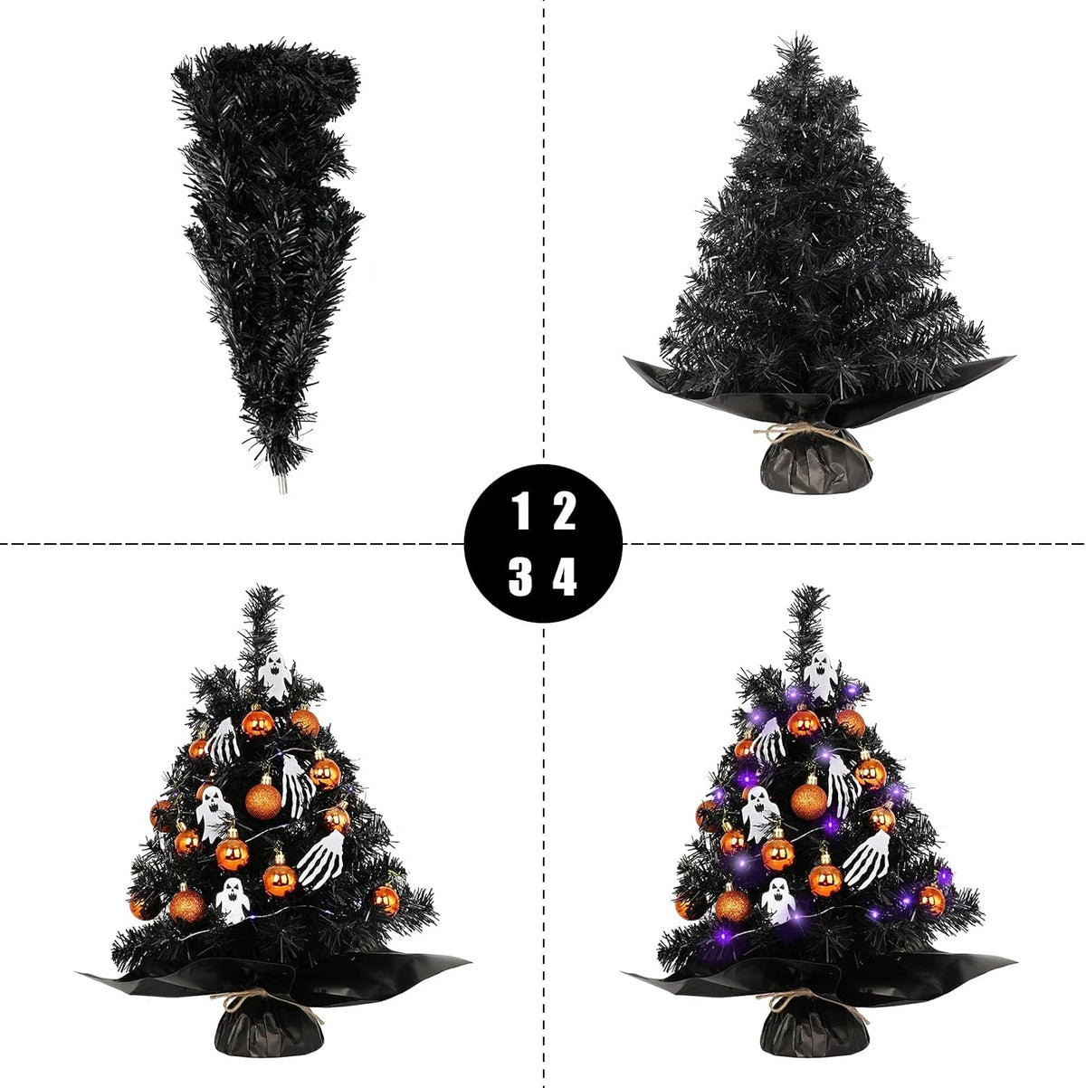 20" Mini Halloween Tree Black Tree Artificial Mini Halloween Tree with P...