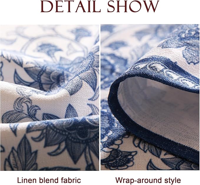 patdrea Designer Linen Blue Small Tablecloth for Round Table,Vintage Durable Paisley Pattern Table Cloth,Floral Cover Fall Decor for Kitchen Dining Christmas,Thanksgiving,Diameter 55"-Lantang a