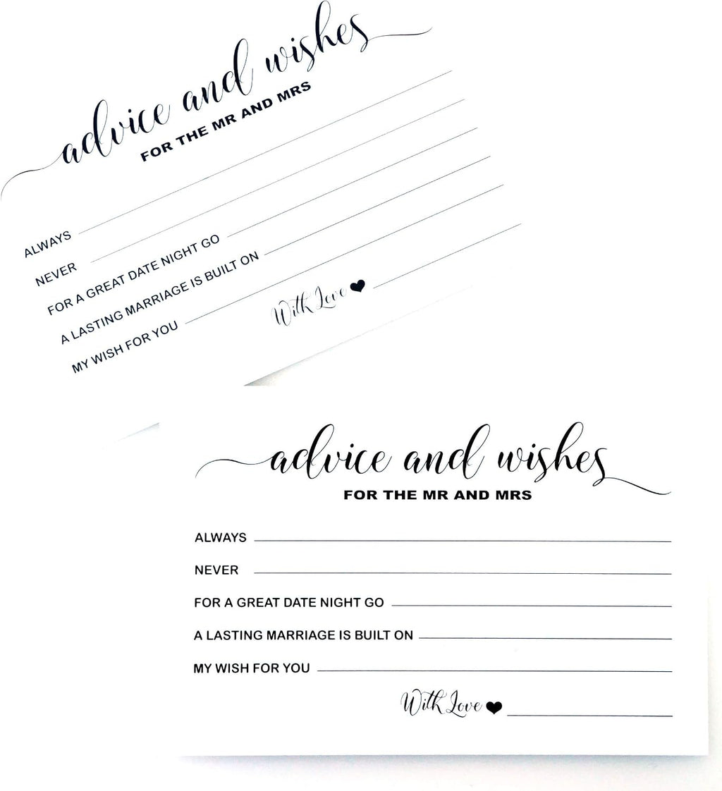 RXBC2011 Wedding advice and well wishes Cards for the Mr and Mrs Bride and Groom Newlyweds Bridal Shower Games Note Marriage Advice Pack of 50