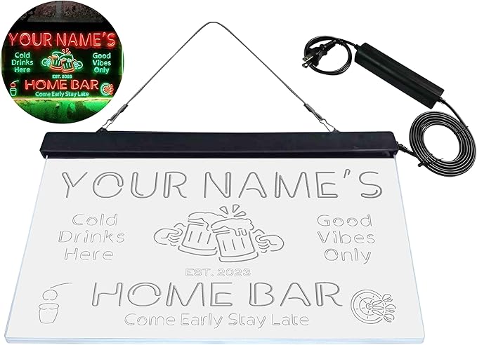 ADVPRO Personalized Your Name Custom Home Bar Beer Established Year Dual Color LED Neon Sign Green & Red 12 x 8.5 Inches st6s32-p1-tm-gr