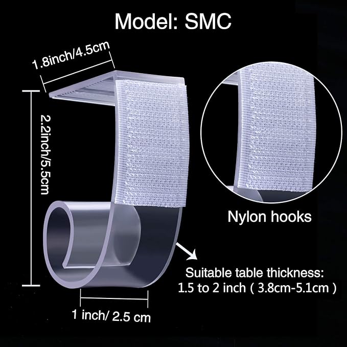 Boao 25 Pieces Table Skirting Clips SMC Model Plastic Tablecloth Clips for Table 1.5-2 Inch with Hook and Loop for Meeting Party Indoor Outdoor Events