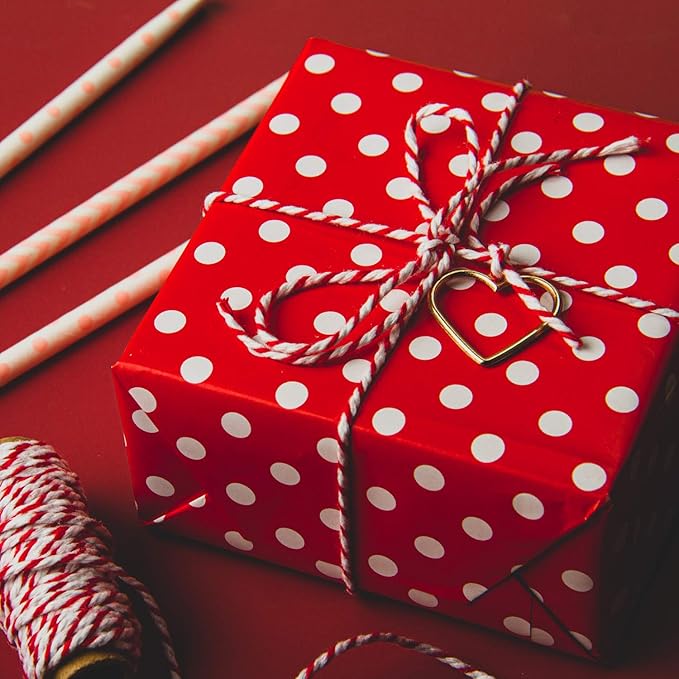 WRAPAHOLIC Reversible Wrapping Paper - Mini Roll - 17 Inch X 33 Feet - Red and Polka Dot Design for Birthday, Holiday, Wedding, Baby Shower