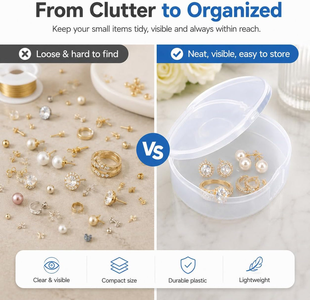 Clear Round Plastic Storage Container with Lid, Mini Small, Single Pack | Organizer for Beads, Jewelry, Cards, Crafts & Hobby Supplies