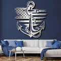 Metal Anchor Wall Decor, Anchor Metal Sign, Metal Anchor Decor, Anchor Metal Wall Art, Metal Nautical Wall Decor, Metal Wall Decor Coastal, Anchor Wall Decor (silver, 47L" x 43W" / 120 x 109 cm)