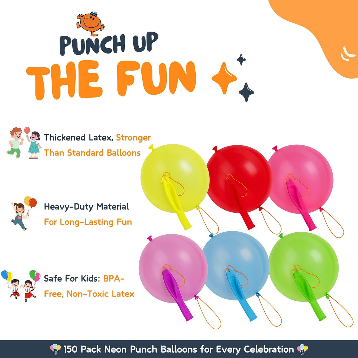 Giraffe 150 Pack 18'' Large Latex Neon Rubber Punch Balloons for Parties