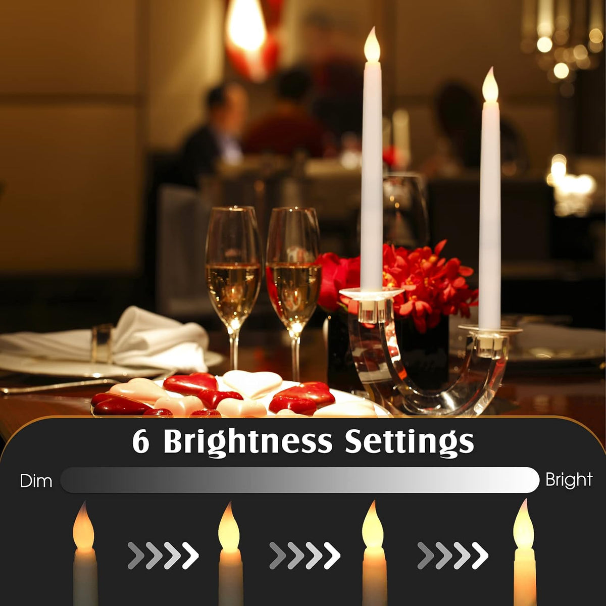 Tuanse 24pcs 11" LED Flameless Taper Battery Candles for Halloween, Ivory