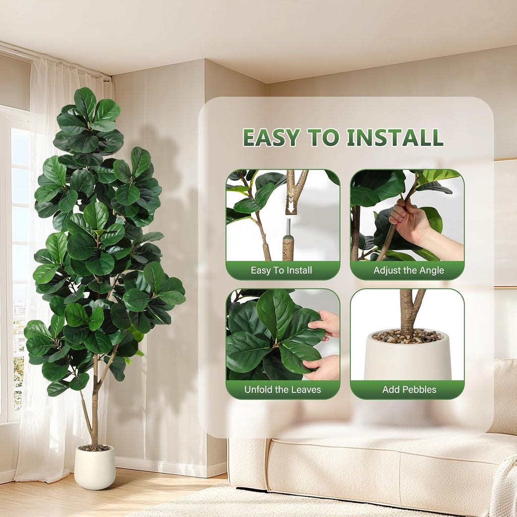 7 ft fiddle leaf fig tree artificial with, package contents
