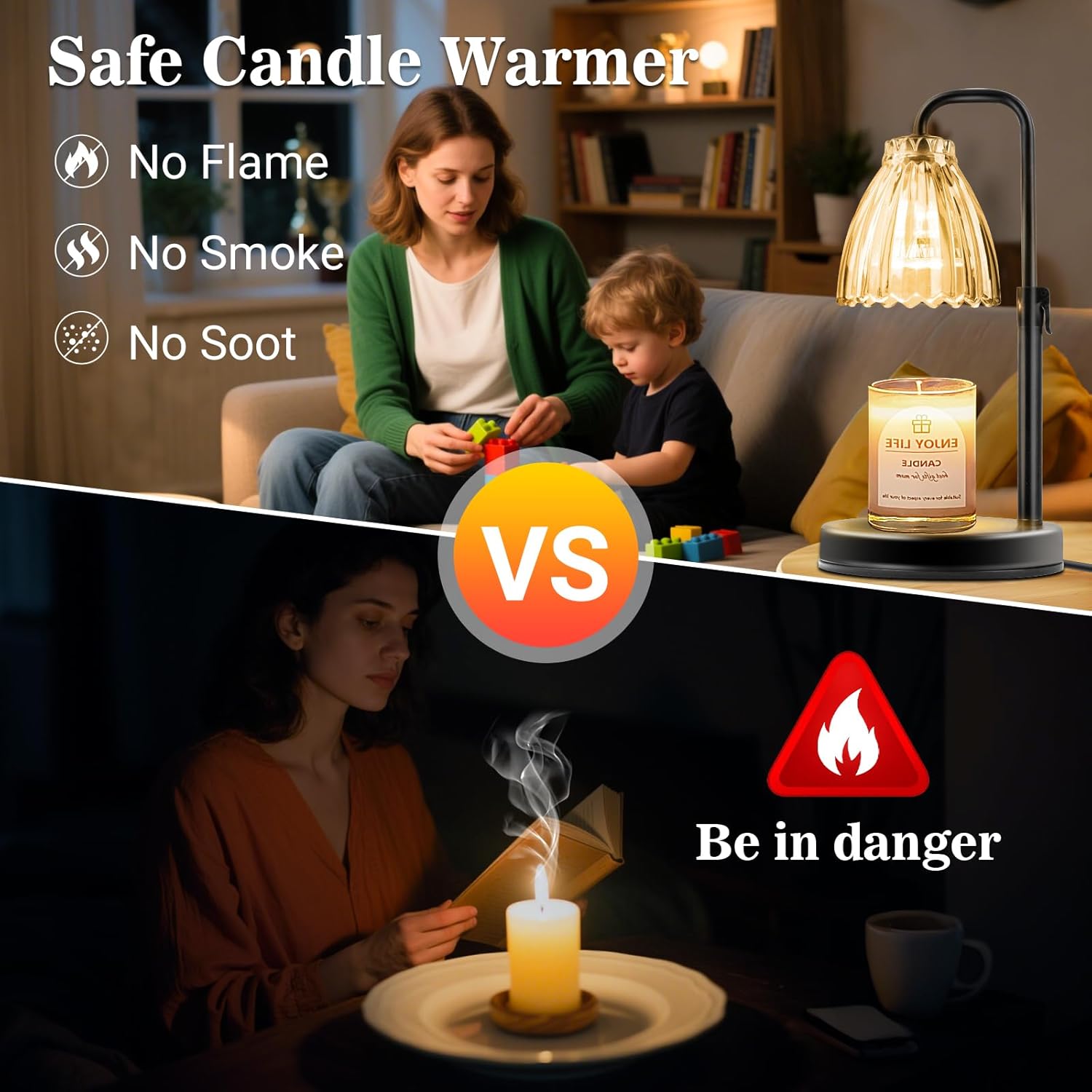 hyrion Candle Warmer Lamp with Timer Dimmable, Birthday Gifts for Women Mom, Adjustable Height Candle Warmer for Jar Candles, Flower Flameless Candle Lamps with 2 Bulbs, Housewarming, Home Decor
