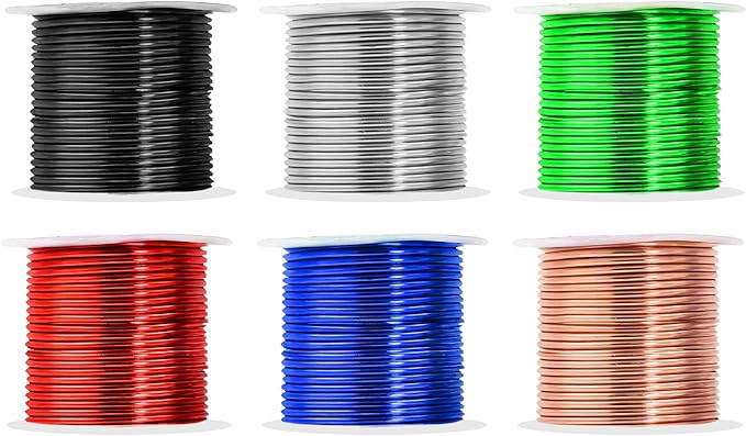 Mandala Crafts 13 Gauge Anodized Aluminum Craft Wire for Jewelry Making - 300 FT Colored Flexible Silver Copper True Blue Black Red Kelly Green Wire - Bendable for Bonsai Armature Crafting Sculpting