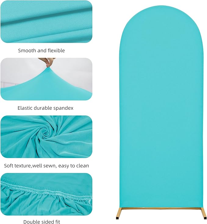 6.6FT Wedding Arch Covers Arch Backdrop Cover Arch Stand Covers Set Arch Cover Spandex Fabric Stretchy Backdrop for Wedding Birthday Party Decoration Baby Shower (Sky Blue)