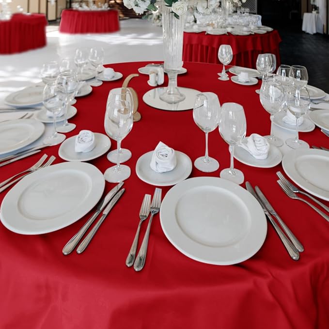 Fitable 6 Pack Red Round Table Clothes - 70 Inches in Diameter - Stain Resistant and Washable Tablecloths, Polyester Fabric Table Covers for Wedding, Party, Banquet, Gathering