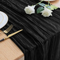 Asee'm Cheesecloth Table Runner 120 Inches Long Black Boho Gauze Cheese Cloth Runner 10FT Rustic Sheer Fall Table Runners for Thanksgiving Wedding Party Baby Shower Decoration