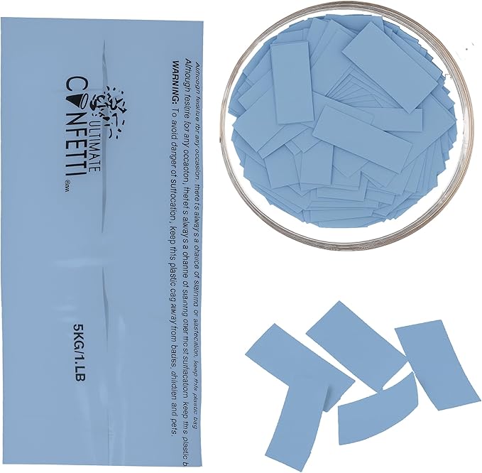 Ultimate Confetti, Baby Blue Biodegradable Confetti - Rectangular Fluttering Tissue Paper Confetti for Cannon and Launcher use – Gender Reveal Confeti, Wedding, Parties and Live Events - 1 lb, 16 oz