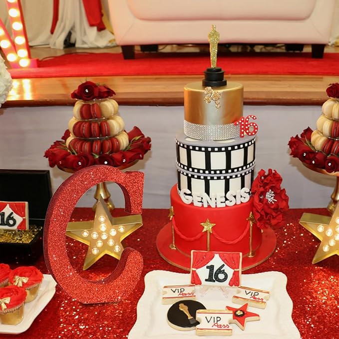 TONIFUL 8 Inch Red Glitter Letter C Table Centerpiece A-Z Red Birthday Party Decorations,Red Alphabet C for Birthday,Chrismas,Graduation,Bridal Shower,Wedding,Anniversary Party Supplies