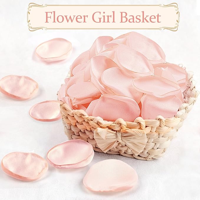 300pcs Blush Faux Silk Rose Petals for Wedding Aisle Scatter, Flower Girl Basket, Table Centerpieces, Bridal Shower, and Romantic Party Decor