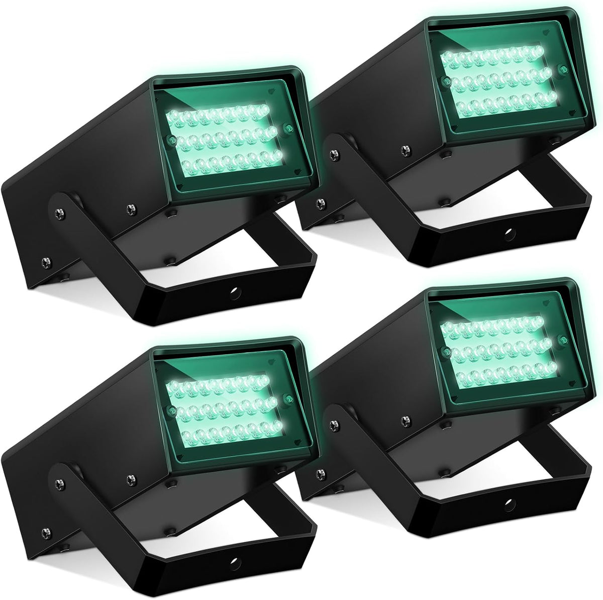Treela 4 Pack Strobe Party Light Small Bright LED Outdoor, Green, 24 LED