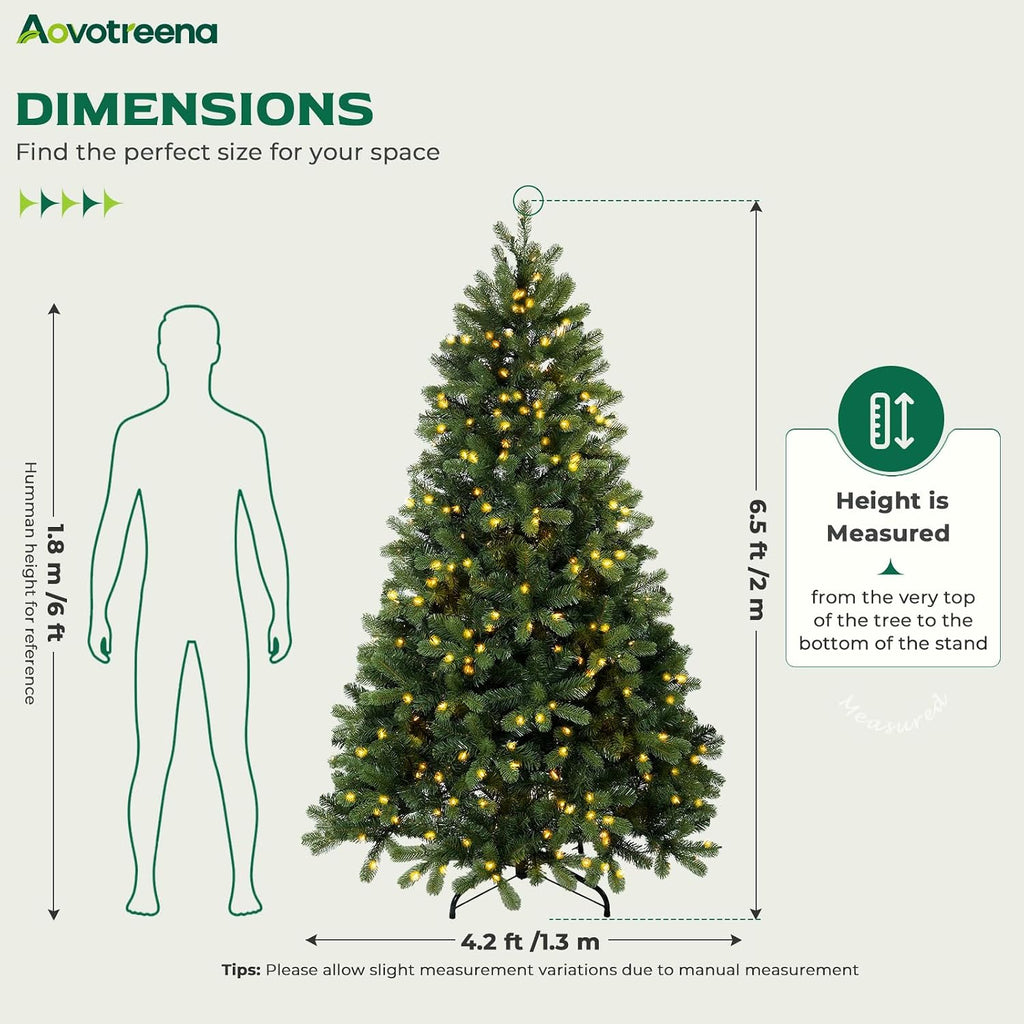 6.5ft pre-lit artificial christmas tree with 650 white, close-up detail